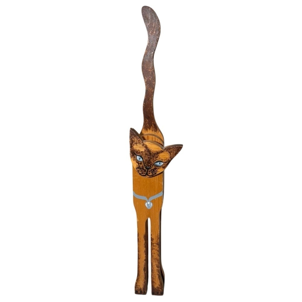 Vintage Wooden Carved Cat